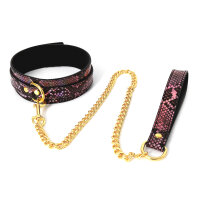 Collar Gold/Pink Reptile with Leash