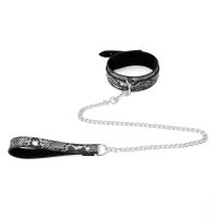Collar Black/Silver Reptile with Leash