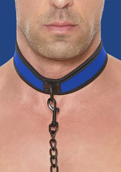 Shots Ouch! neoprene collar with leash blue