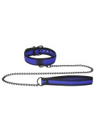 Shots Ouch! neoprene collar with leash blue