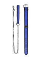 Shots Ouch! neoprene collar with leash blue