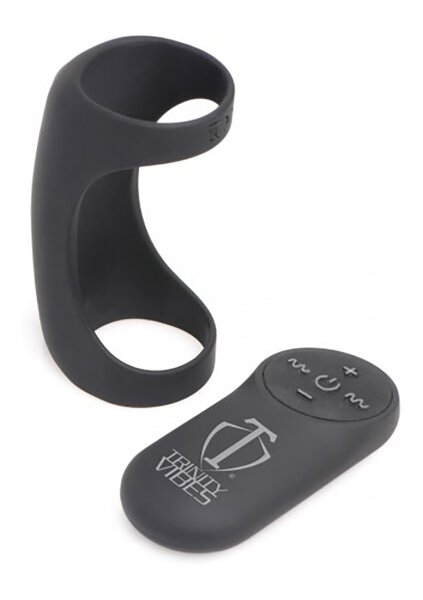 Trinity Vibes double penis shaft vibrating ring black