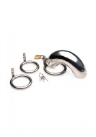 Locking Stainless Steel Chastity Cage w/ 3 Rings