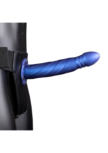 Shots Ouch! Gedrehter hohler Strap-On blau 20 cm