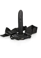 Shots Ouch! Strukturierter gebogener hohler Strap-On schwarz 20 cm
