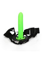 Textured Curved Hollow Strap-on - 8 / 20 cm - Glow in the Dark