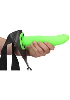 Textured Curved Hollow Strap-on - 8 / 20 cm - Glow in the Dark