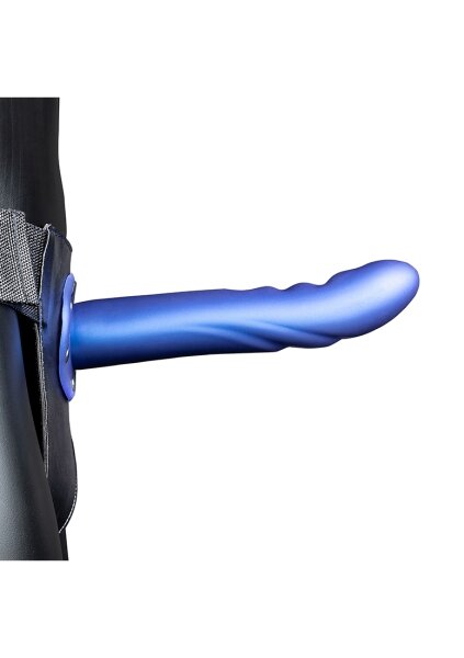 Shots Ouch! Textured Curved Hollow Strap-On blue 20 cm
