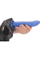 Shots Ouch! Textured Curved Hollow Strap-On blue 20 cm