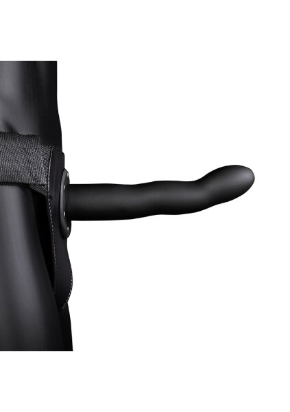 Shots Ouch! Gekrümmter hohler Strap-On schwarz 20 cm