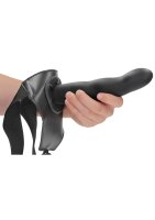 Shots Ouch! Gekrümmter hohler Strap-On schwarz 20 cm