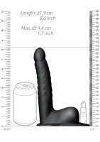Shots Ouch! Ribbed hollow strap-on with testicles black 21 cm