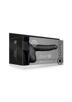 Shots Ouch! Ribbed hollow strap-on with testicles black 21 cm