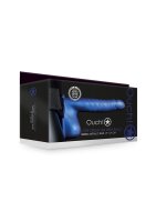 Shots Ouch! Ribbed hollow strap-on with testicles blue 21 cm