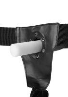 Shots Ouch! Gerippter hohler Strap-On mit Hoden blau 21 cm