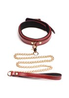 Master Series 6 Piece Burgundy Bondage Set Burgundy Cuffs, Collar, & Leash