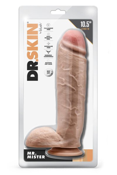 Dr. Skin Mr. Mister 10.5 Inch Dildo With Balls Beige - 27,9 cm