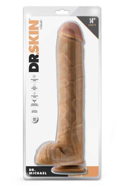 Dr. Skin Dr. Michael 14 Inch Dildo With Balls Tan - 35,5 cm