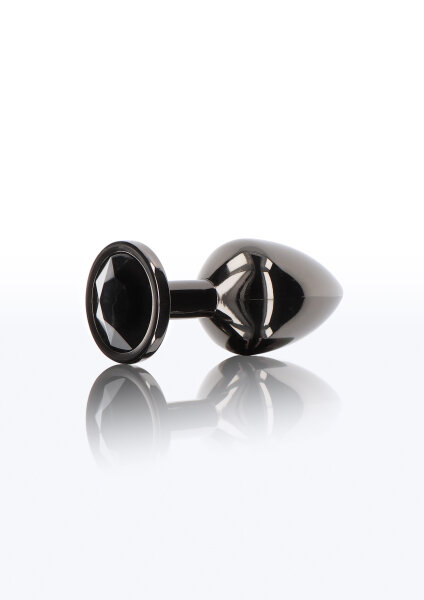 Taboom aluminum anal plug with rhinestone M black 3.4 cm