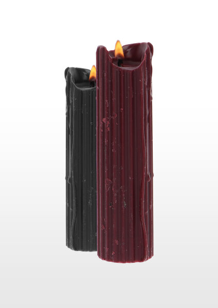 Taboom BDSM Tropfkerze 2 Stück weinrot + schwarz