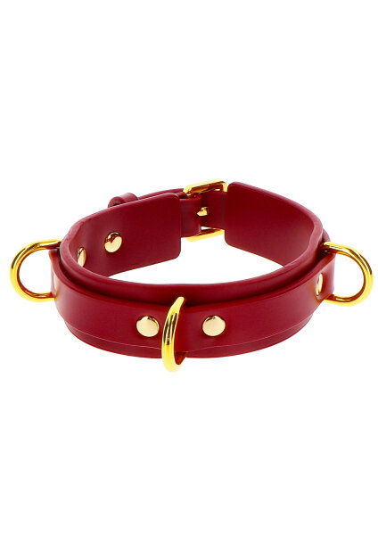 Taboom D-Ring Halsband Deluxe rot, gold