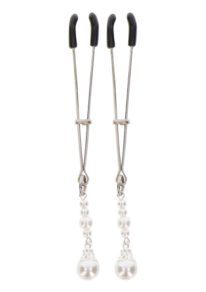 Taboom nipple clamps silver with white pearls