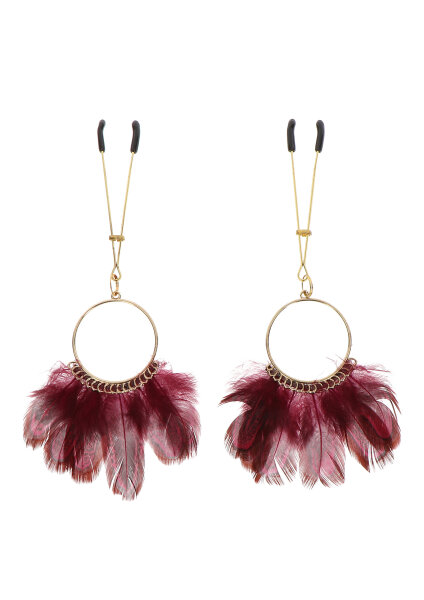 Taboom Nippel Klemmen mit Federn rot, gold