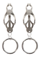 Taboom butterfly nipple clamps with ring silver