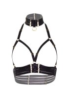 Kinky Diva Open Cup Bra + O-Ring Collar Black