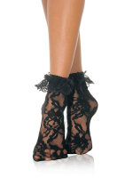 Lace Anklet With Ruffle Black OS