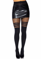 Pantyhose With Fishnet Stripes Black OS