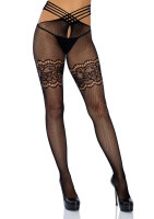 Wrap Around Crotchless Tights Black OS