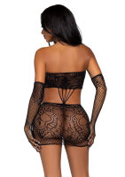 Lace Tube Dress and Gloves Black OS
