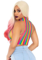 Rainbow Net High Neck Crop Top Multicolor OS