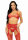 Bra Top, String And Stockings Red OS
