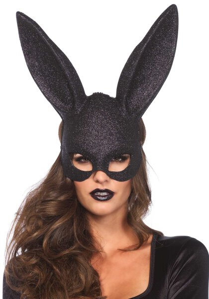Glitter Masquerade Rabbit Mask Black OS