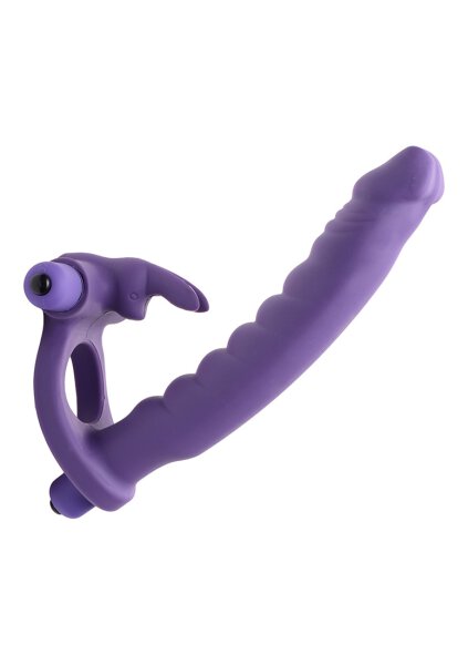 Frisky double penetration ring with clitoris vibration purple