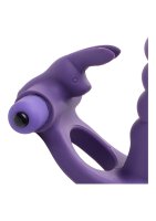 Frisky double penetration ring with clitoris vibration purple