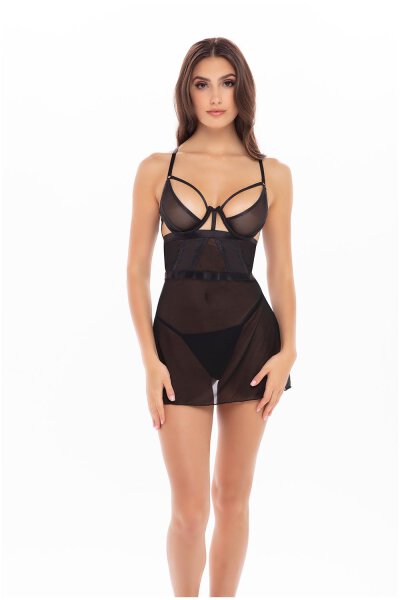 New In Town 2Pc Chemise Set Black, S/M