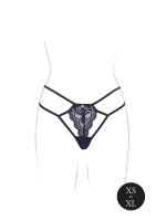 Faye Lace Thong with Adjustable Sliders and Golden Details Black OS