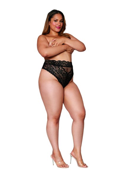 High Waisted Lace Panty black XL - 3XL