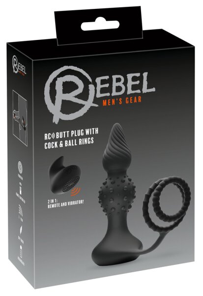Rebel RC butt plug with Cock & Ball Rings