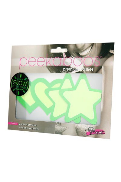 Peekaboo Pasties Green Glow In The Dark Hearts And Stars