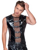 Lack Herren Shirt mit Netzeinsätzen und Schnallen S - 2XL