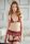 Lace and Mesh Bra and Garter G-String - Burgundy - S/M