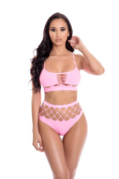 Neon Dreams Bra Set Pink Onesize - Queensize