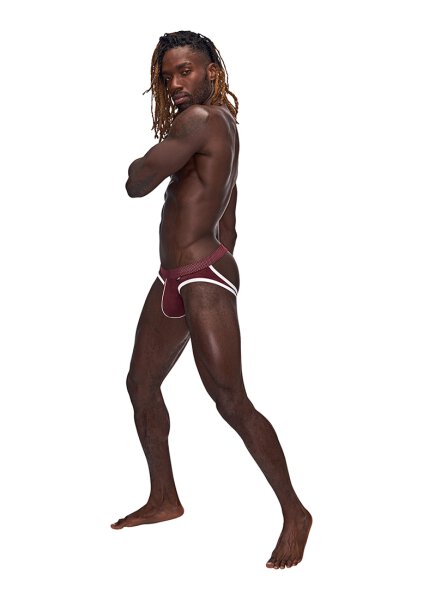 Sport Mesh Jock Burgundy and White S - XL