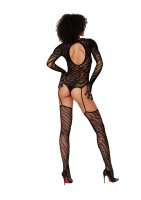 Teddy Bodystockng with Finger Gloves Diamond - One Size