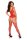 Baci Corset Front Suspender Fishnet Bodystocking Red, OS