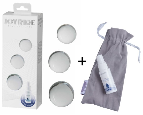 JOYRIDE Premium GlassiX Set 19 transparente Kugeln in verschiedenen Größen